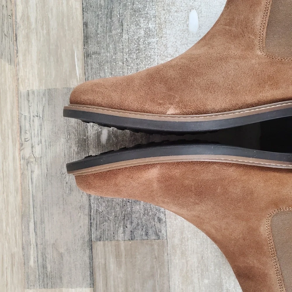 Crown Vintage Lanbart Men Ankle Chelsea Boots Sz 8 M Brown Suede Leather Pull On